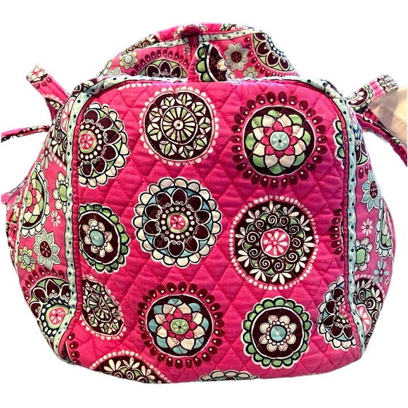 Vera Bradley Large Quilted Duffle Bag Pink Floral Paisley Long Handles, Zip Top - Picture 3 of 11